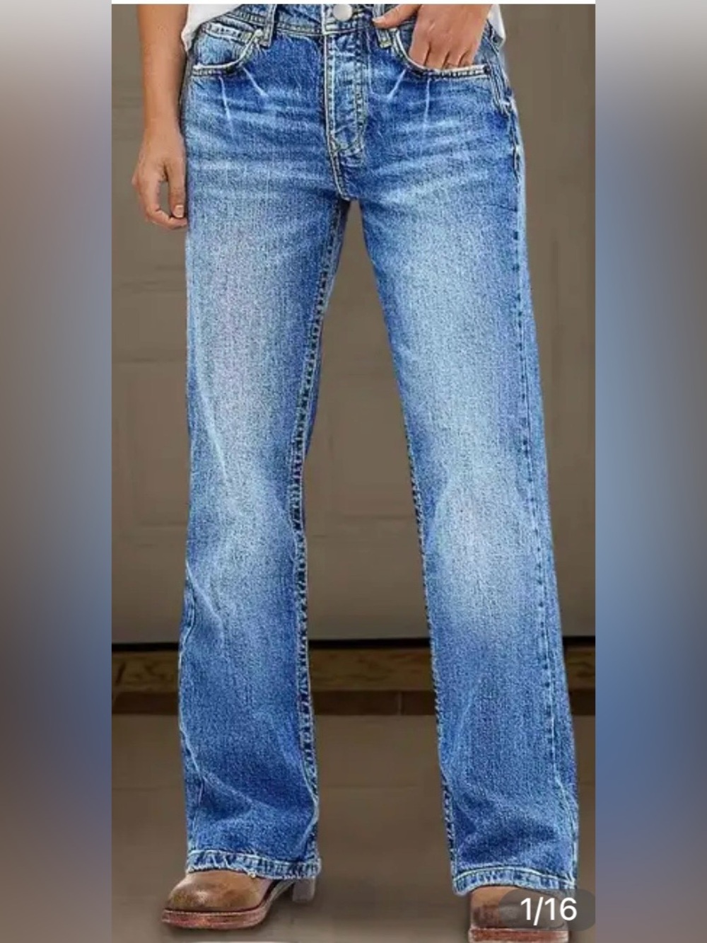 Flamingals Wash Mid Rise Straight Leg Jeans